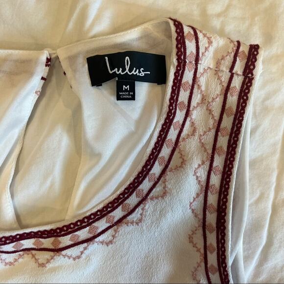 Lulus Love You Forever White Embroidered Mini Shift dress size M - Picture 6 of 15